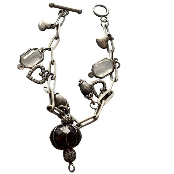 Silver Tone Chainlink Charm Bracelet - Picture 1 of 9
